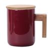 Nordic Wooden Handle Ceramic Mug Office Water Cup Business Event Gift White Porcelain