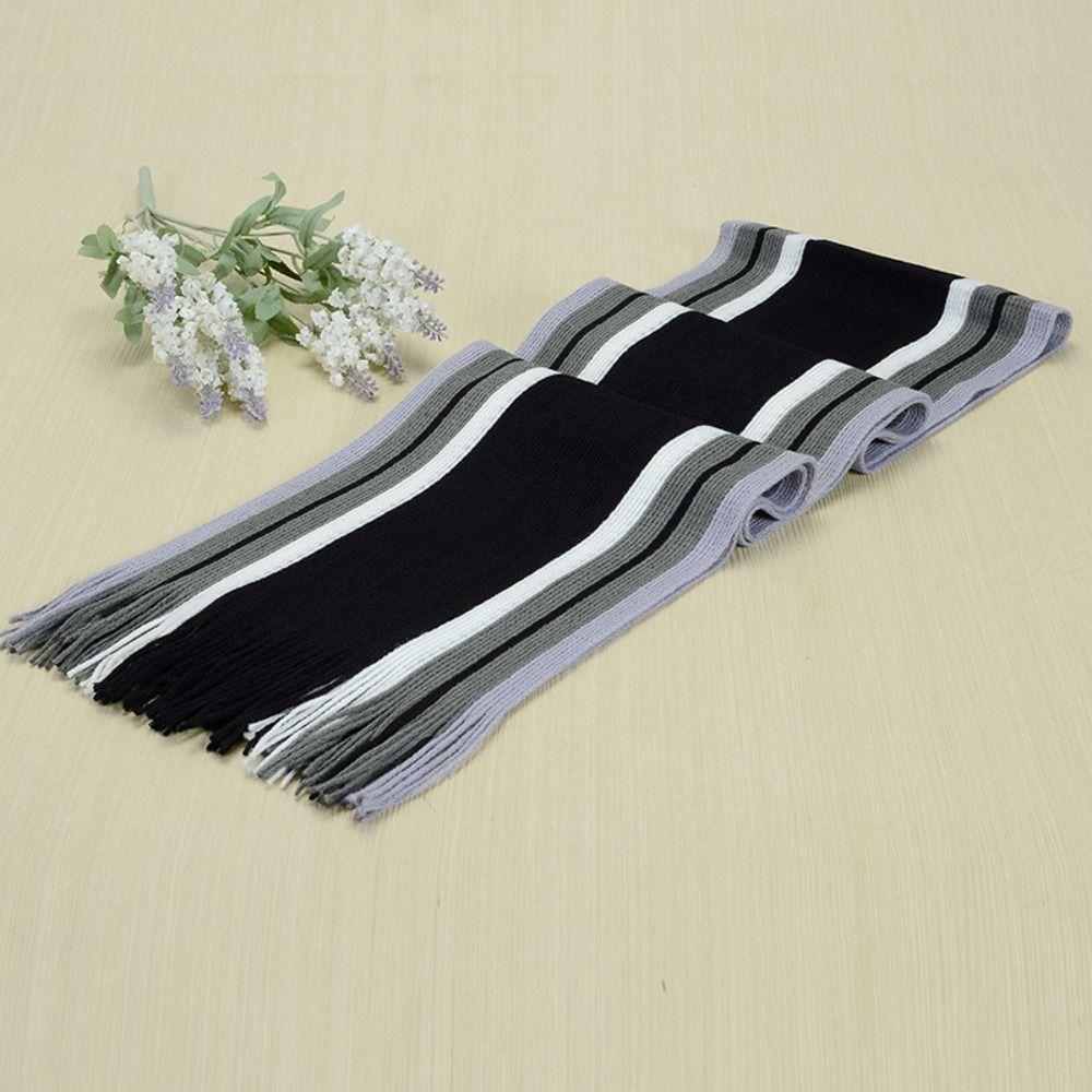 Neck Warm Men Striped Scarf Thick Neck Wrap Casual Winter Long Shawl