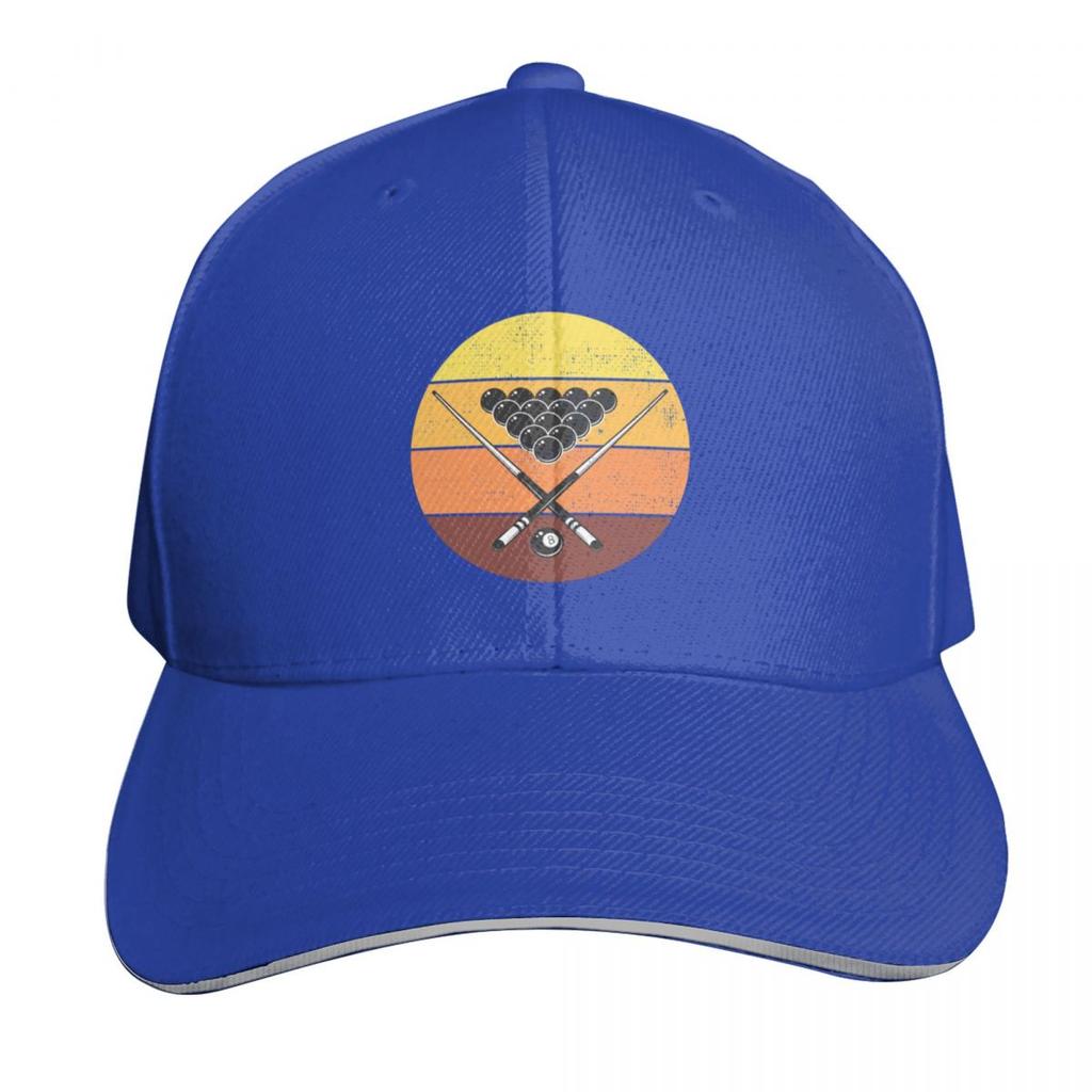 Billiard Pool Game Cue Sports Vintage Retro Sunset Baseball Cap Casual Daily Wear Quick Dry Performance Cotton Twill Breathable