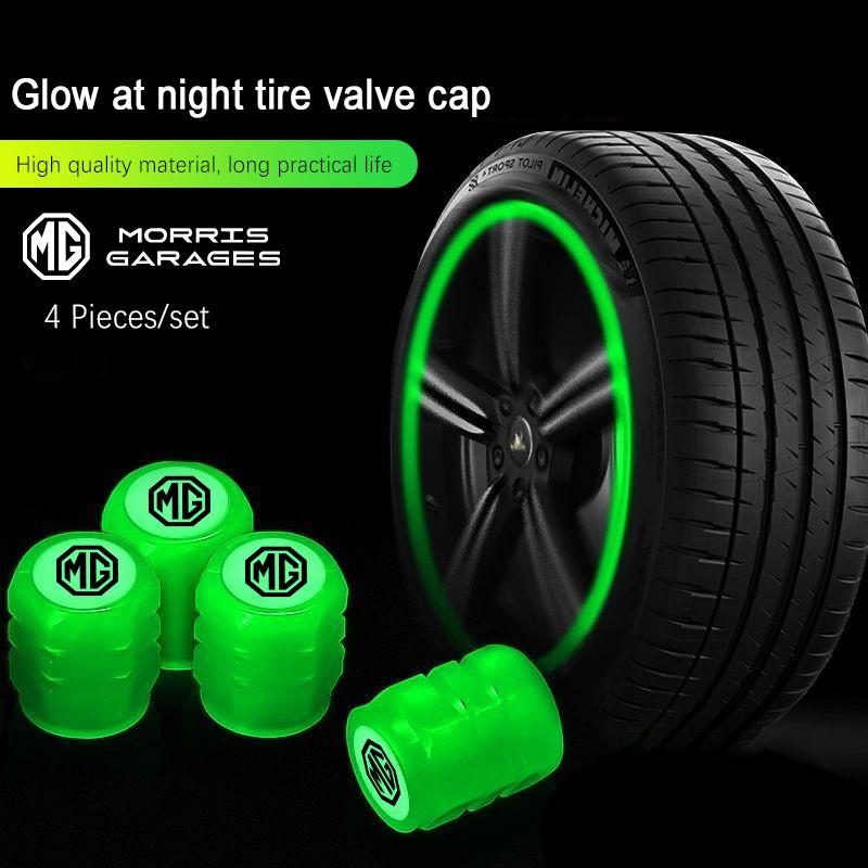 4PCS Car Luminous Tire Wheel Valve Caps Nozzle Dustproof Cover For MG ZS 5 7 6 Cyberster MG4 EV ES5 HS ONE GT GS MG3 EZS 3SW UU333