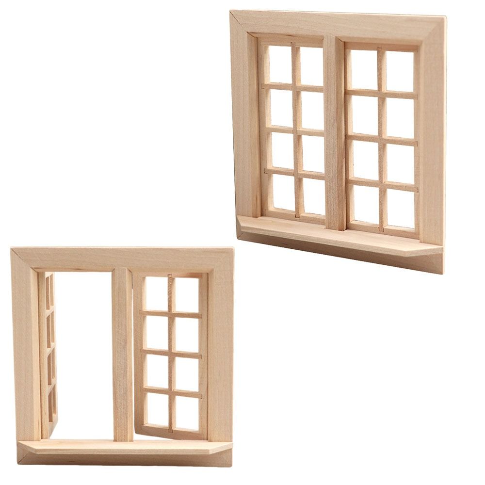 16 Grids Dollhouse Window Model Wooden Square Windows Model Miniature House Decor For DIY Toys