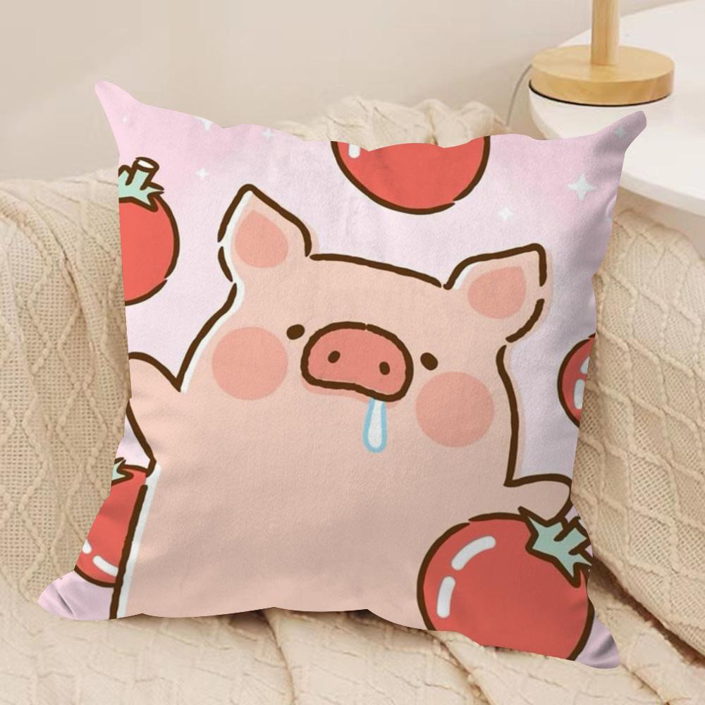 Мультяшная Розовая Наволочка L-Lulu Pig из Шелковистого Короткого Плюша, Двусторонняя Печать, для Подушки на Диван, Декор для Дома на Все Сезоны, Подарок