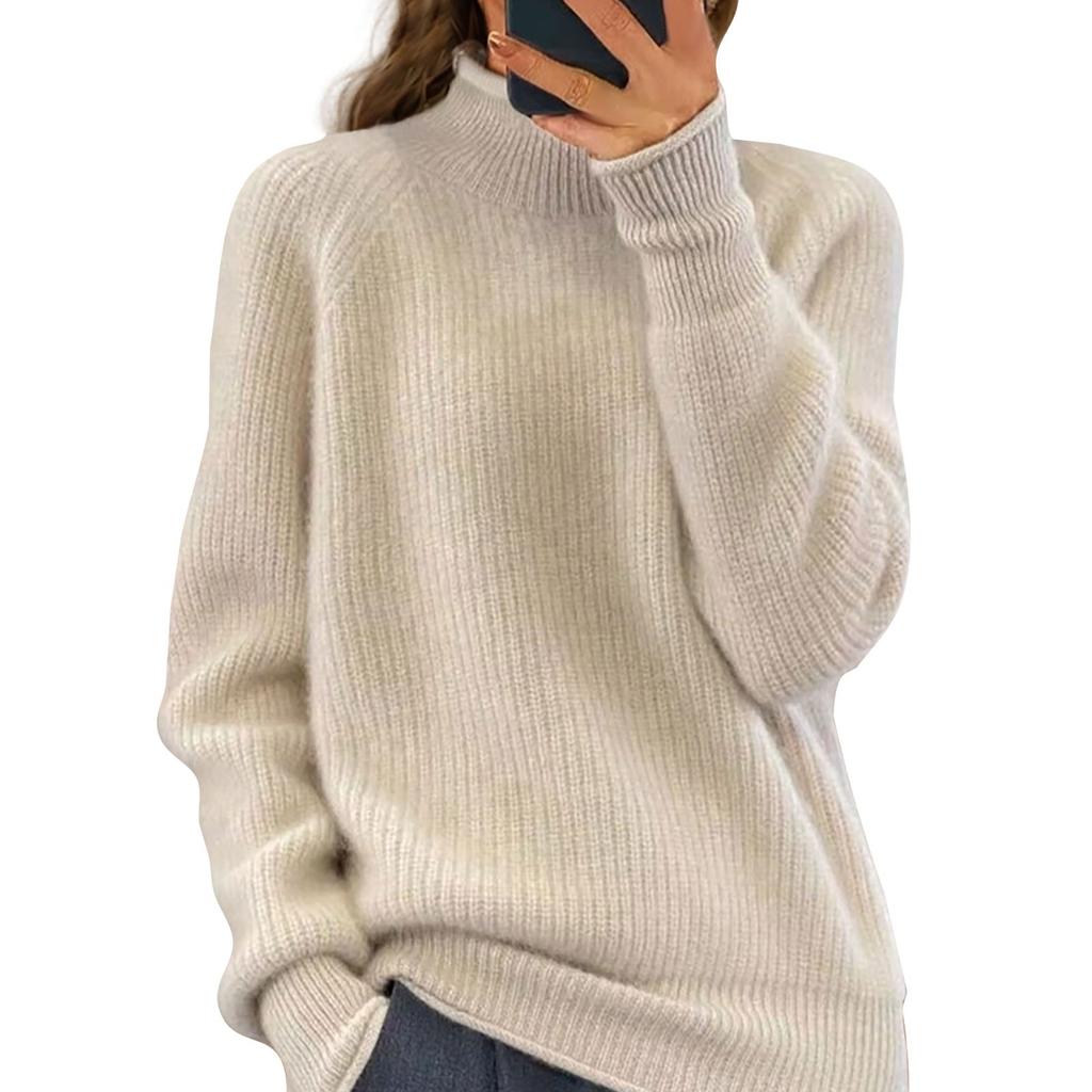 Женский модный круглый вырез однотонный вязаный свитер топ пуловер повседневный свитер