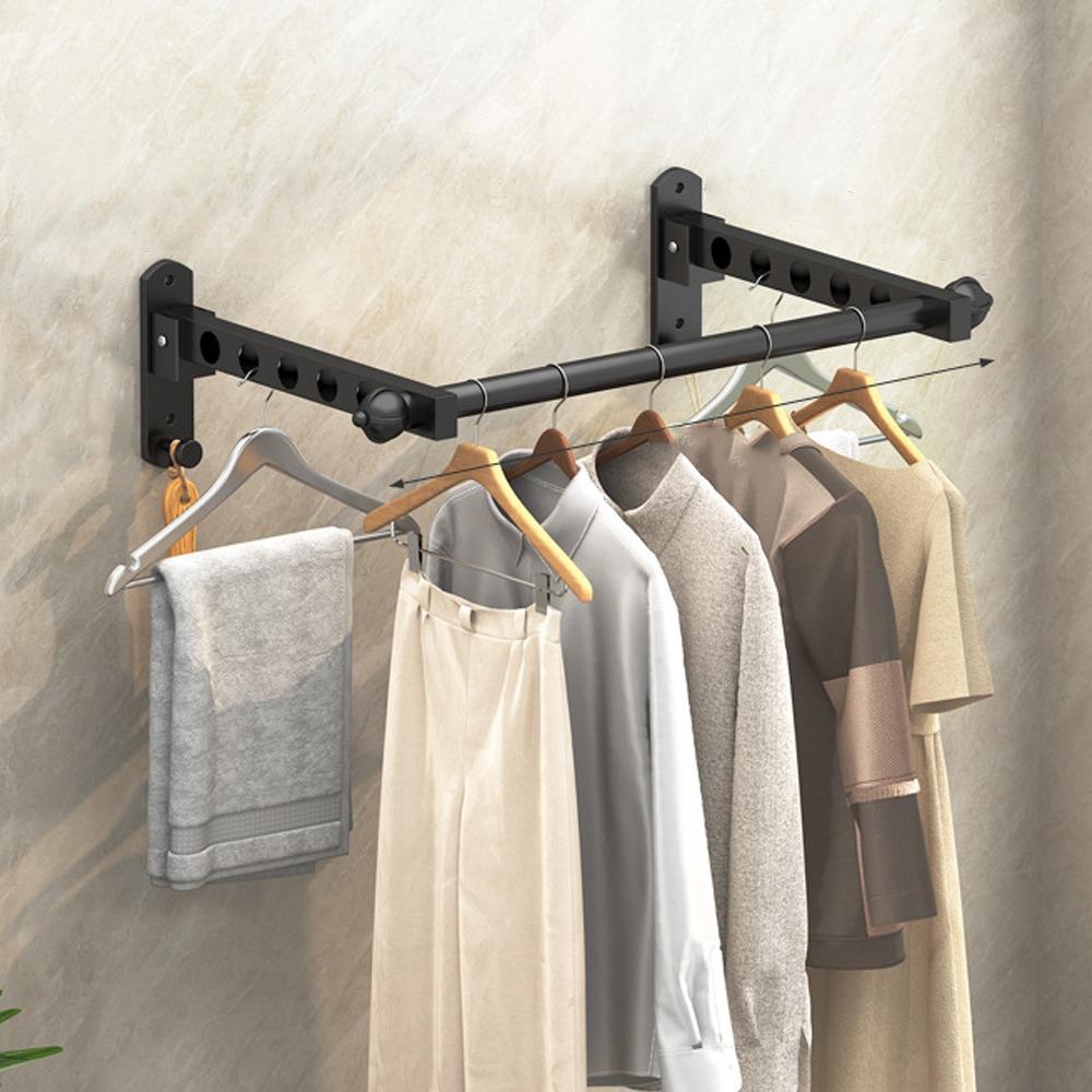 Non-Punching Drying Rack Stainless Steel Clothes Drying Hanger Folding Drying Racks Bathroom
