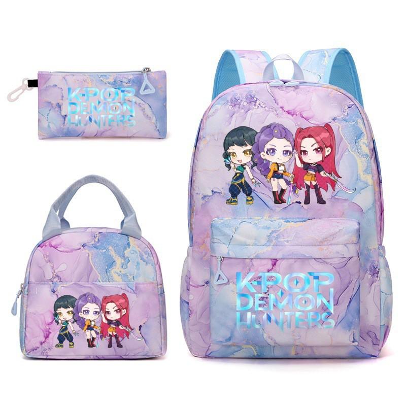 K-Pop Inspired Student Backpack Set With Shoulder Bag Pencil Case - Nylon Campus Style Teen Girls 13-inch Laptop