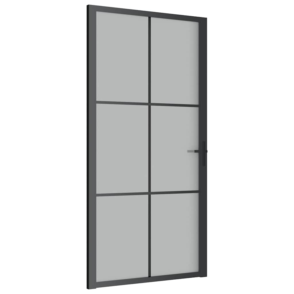Interior Door 102.5 x 201.5 cm Black Matte Glass and Aluminum