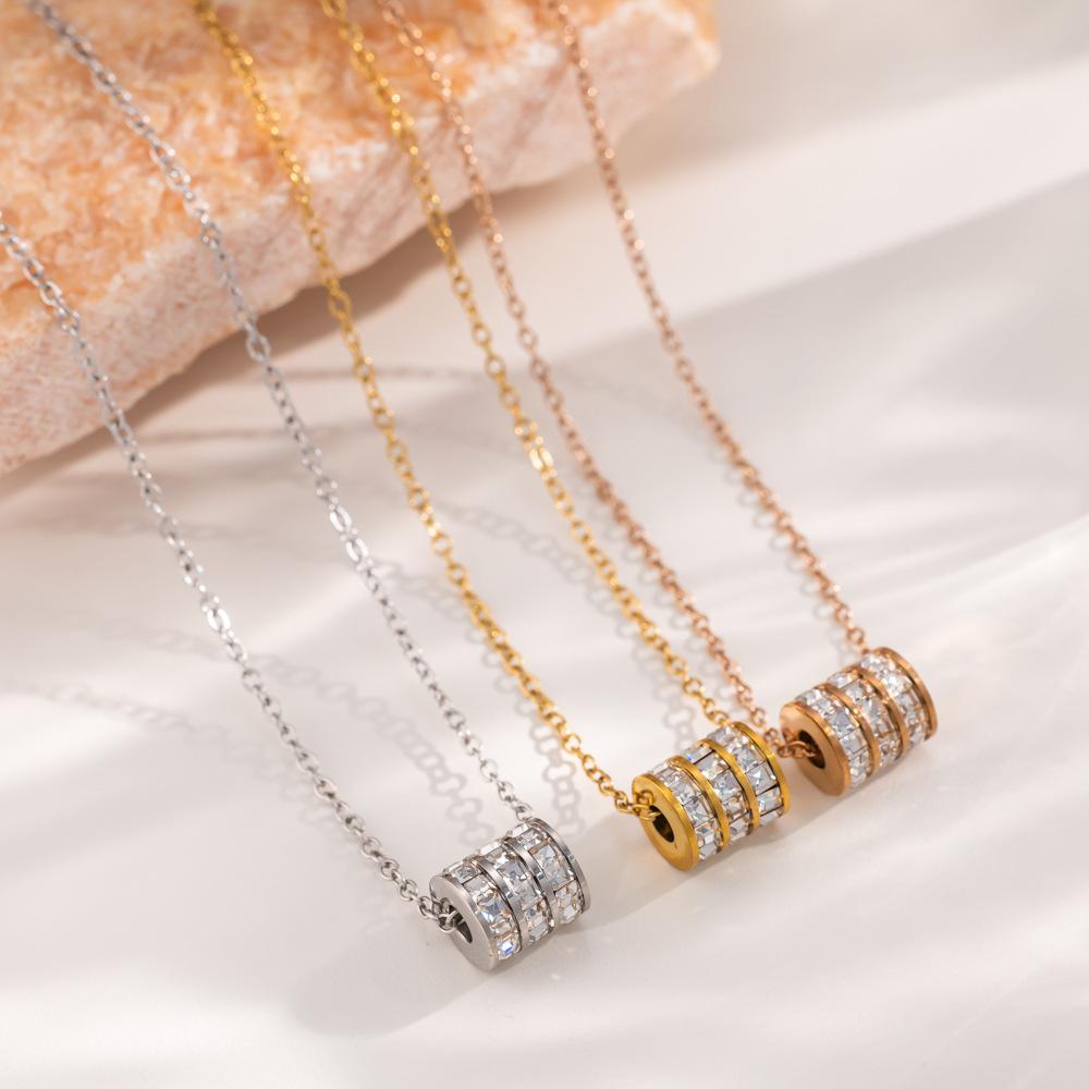Niche Light‑Luxury Full‑Zircon Small‑Waist Titanium‑Steel Women Necklace, High‑Finish Versatile Temperament Collarbone Chain