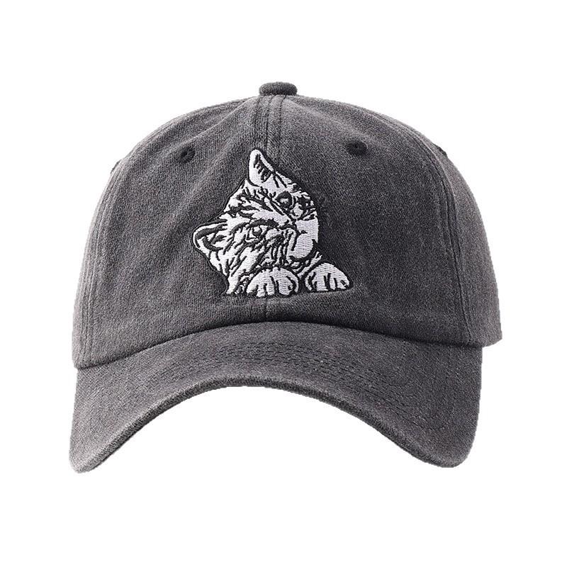 Embroidered Cat Baseball Cap Cotton Soft Vintage Sun Hat Women Men