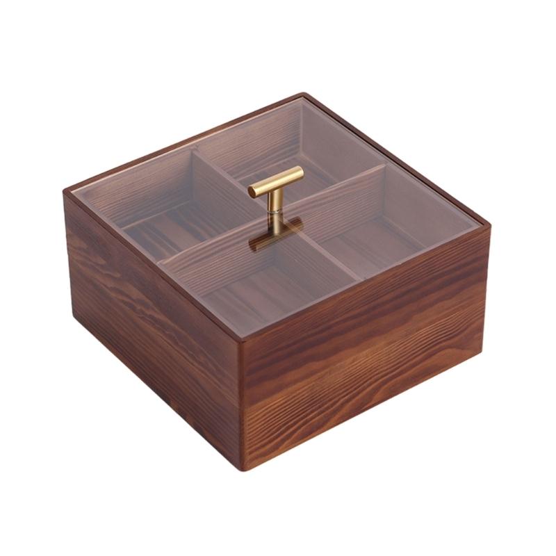 Stylish Candy Box Elegant Wood Dry Fruit Container with Cover for Living Room Elegant Snack Organizer for Household Use