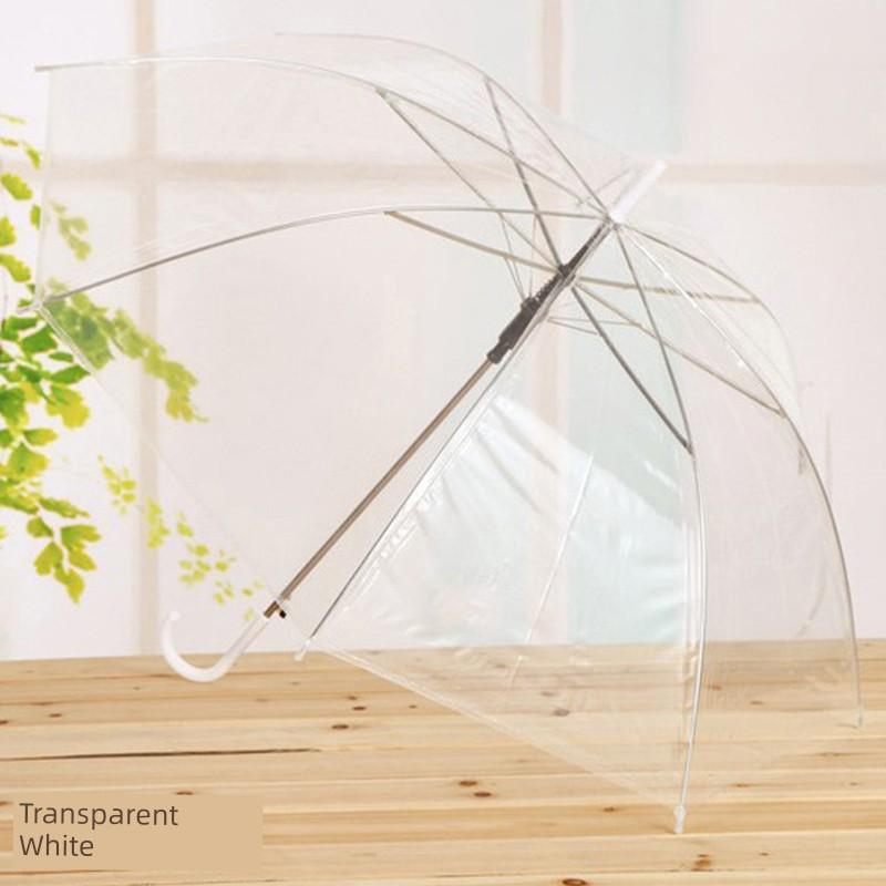 Transparent Umbrella, Thickened and Large, Automatic, Transparent, White, Trendy, Unisex, Long Straight Handle, Prop for Painting