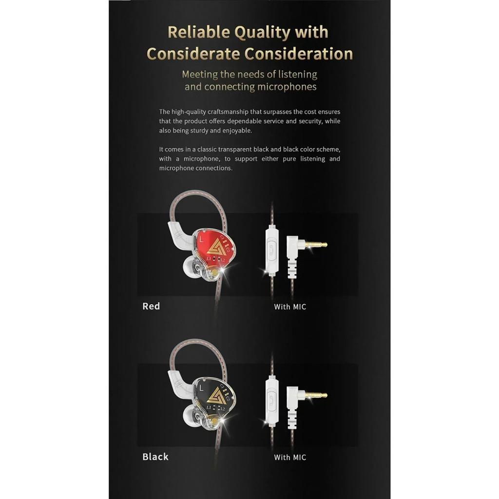QKZ AKX Original IEM Monitor Level Headphone Transparent In-Ear Проводные наушники с микрофоном HiFi Bass Stereo Music Earphone AUX 3.5MM