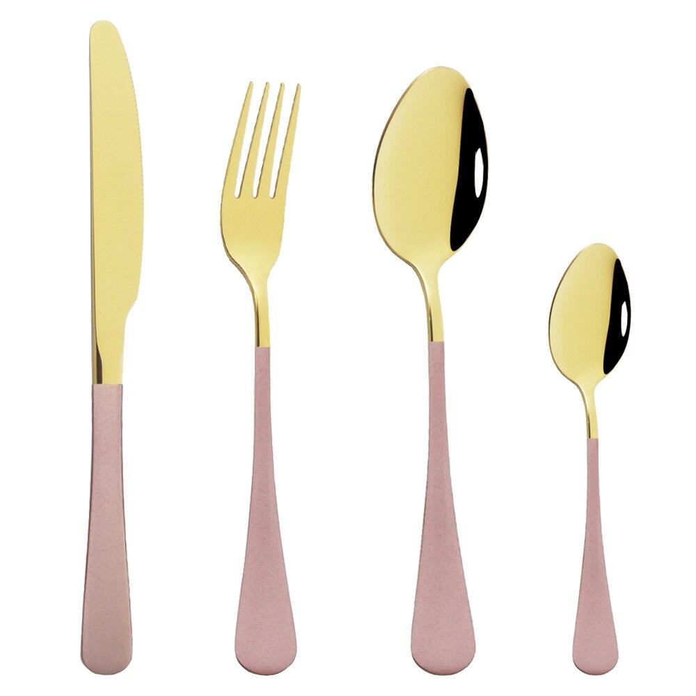 Посуда Западный золотой набор столовых приборов Набор столовой посуды из нержавеющей стали Черное золото Кухонный нож Вилка Набор ложек Столовые приборы Серебро