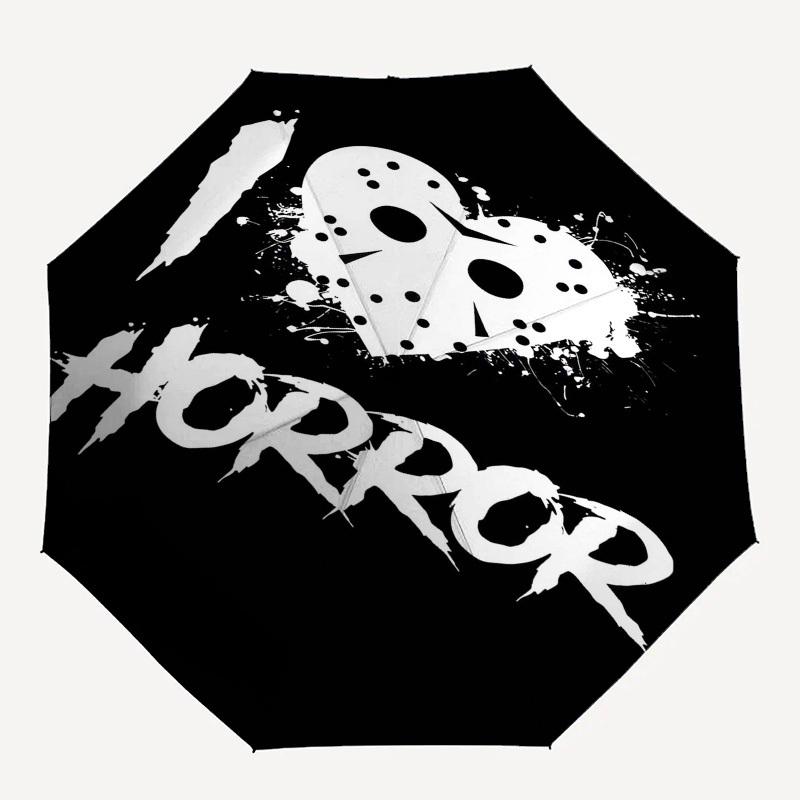 1pc I Love Horror Mask Umbrella with Plastic Handle,Suitable for All Seasons Home Travel Outdoor UmbrellaFP054