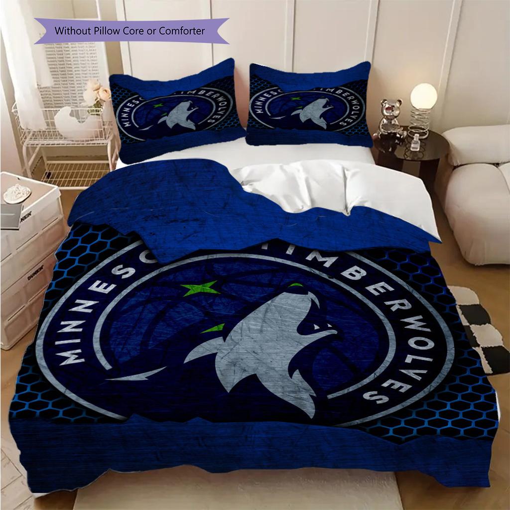 Minnesota Timberwolves Logo Three-piece set(1 * duvet cover + 2 * pillowcase, without core)Bedding set Soft and comfortable