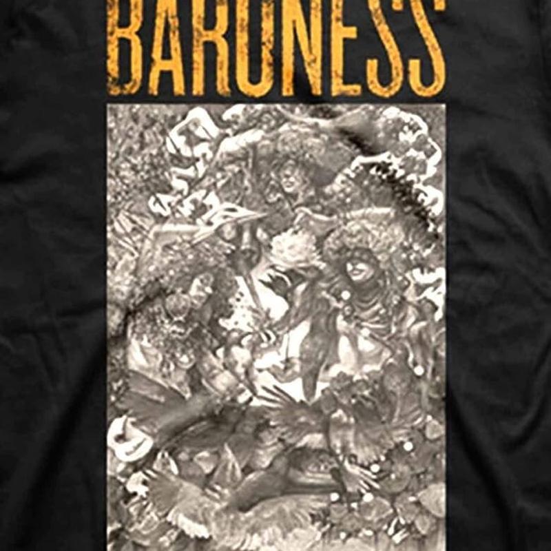 Baroness Gold And Grey Band Logo Black All Size T Shirt