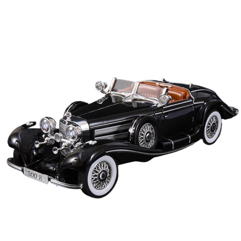Масштаб 1/18 1936 Benzs 500K Alloy Classic Car Model Diecast Metal Retro Vehicles Car Model Simulation Sound and Light Children Toy Toy Gift