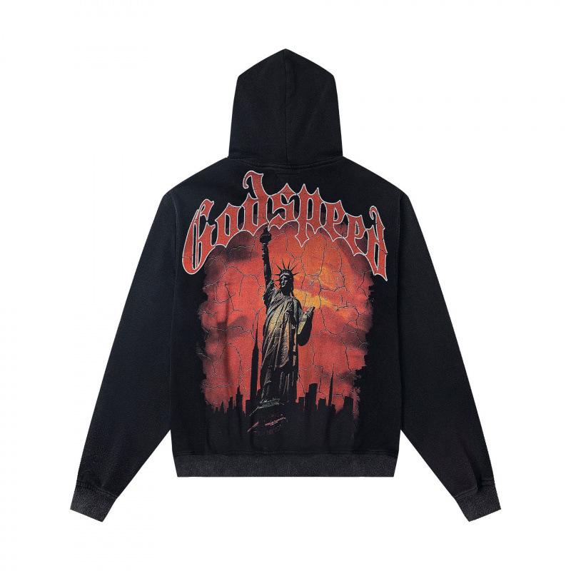 Odspeedss осень и зима новый прямой принт стирка вода ретро чистый хлопок хип-хоп красота тренд худи свитер