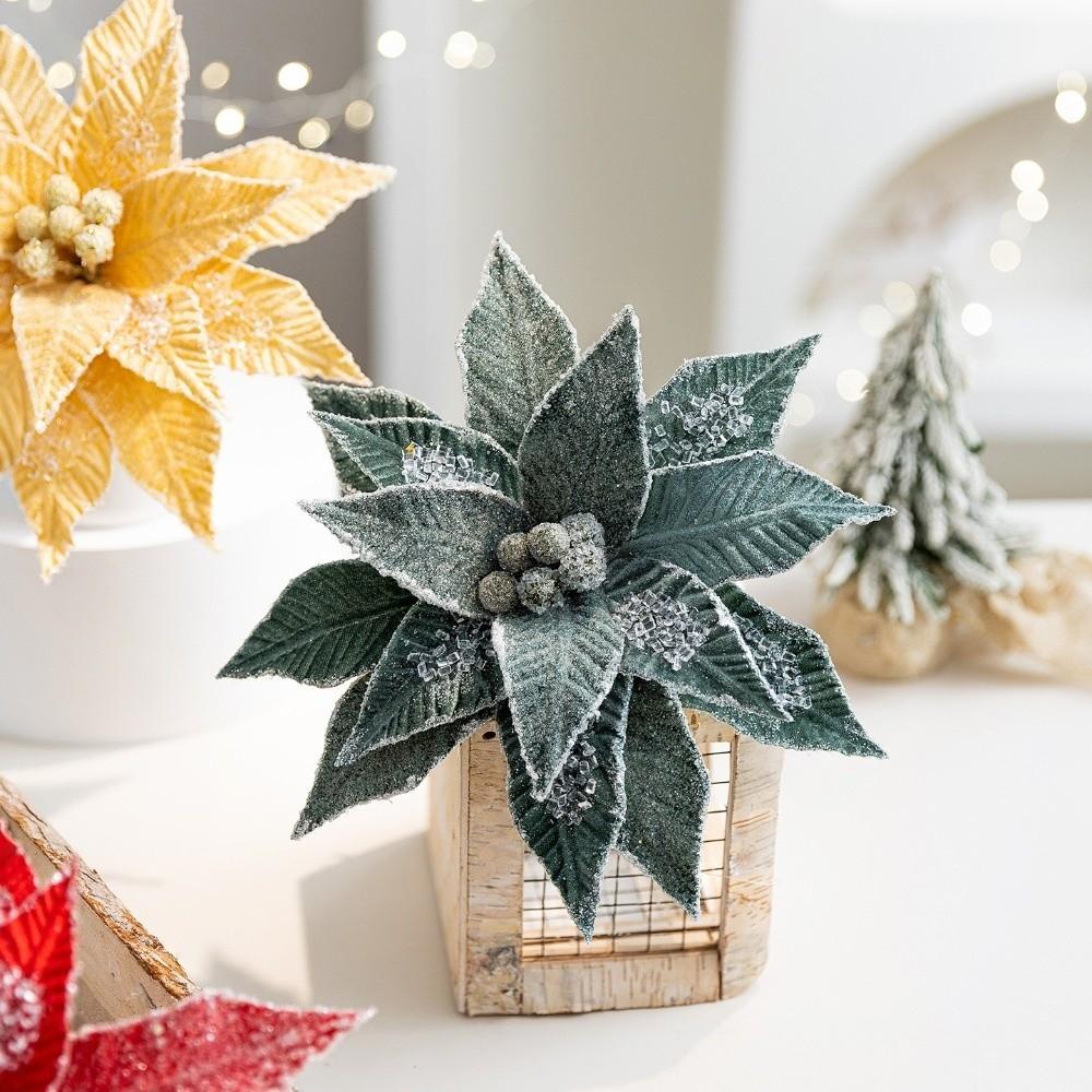 Realistic Faux Velvet Christmas Flower Elegant Xmas Tree Ornaments Eternal Flower Seasonal Display