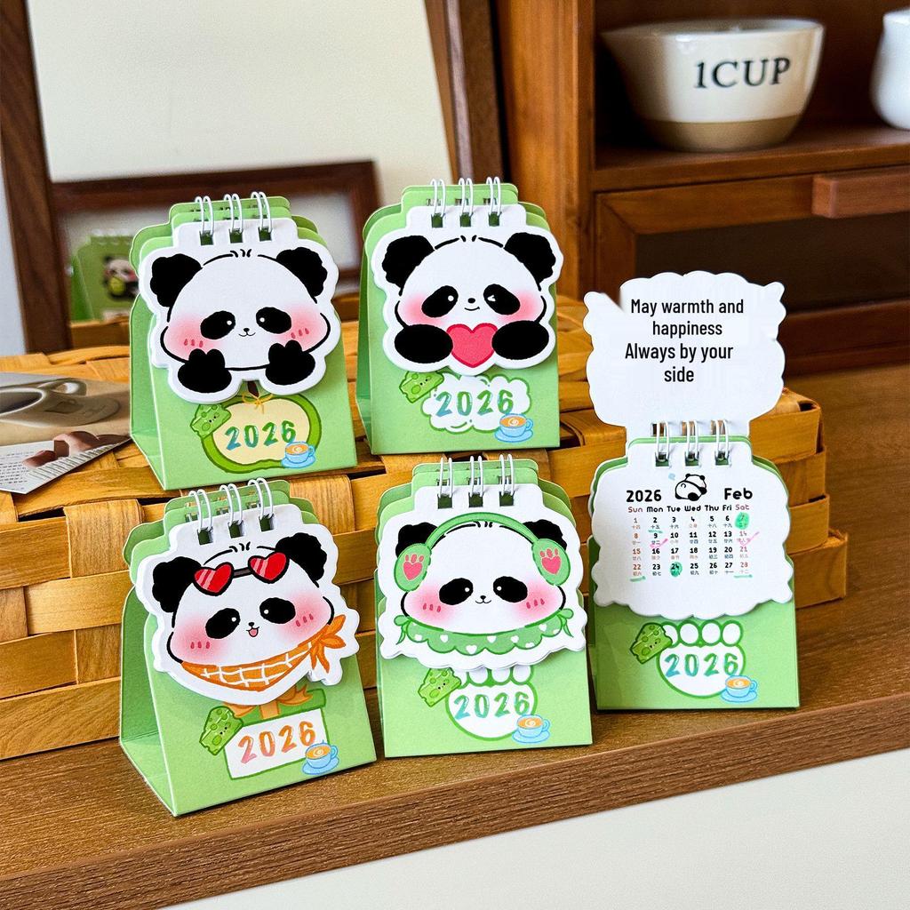 2026 Cute Panda Mini Desk Calendar: Cartoon Desk Planner & Ornament