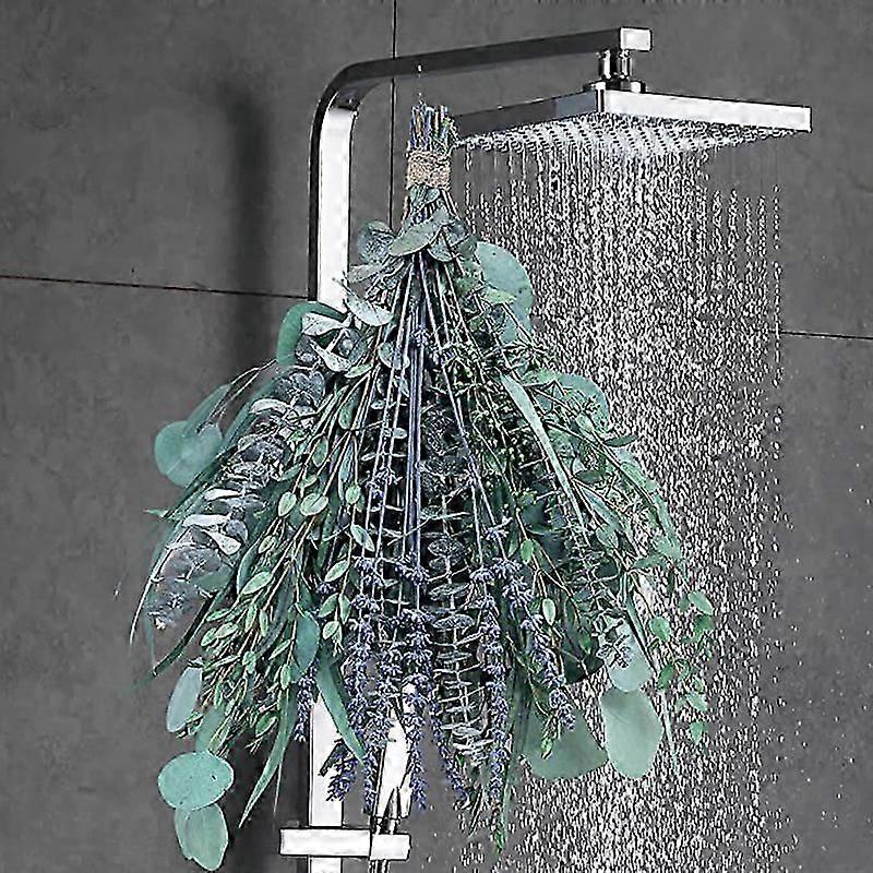 25pcs Dried Eucalyptus and Lavender for Shower 17' Natural True Eucalyptus Leaves Lavender Shower Pot Pendant for Bathroom Home DIY Decoration