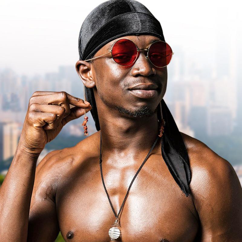 Мужской атласный дураг с узором "Волна" и бандана-кепка для езды на велосипеде - Универсальный подарок на День отца