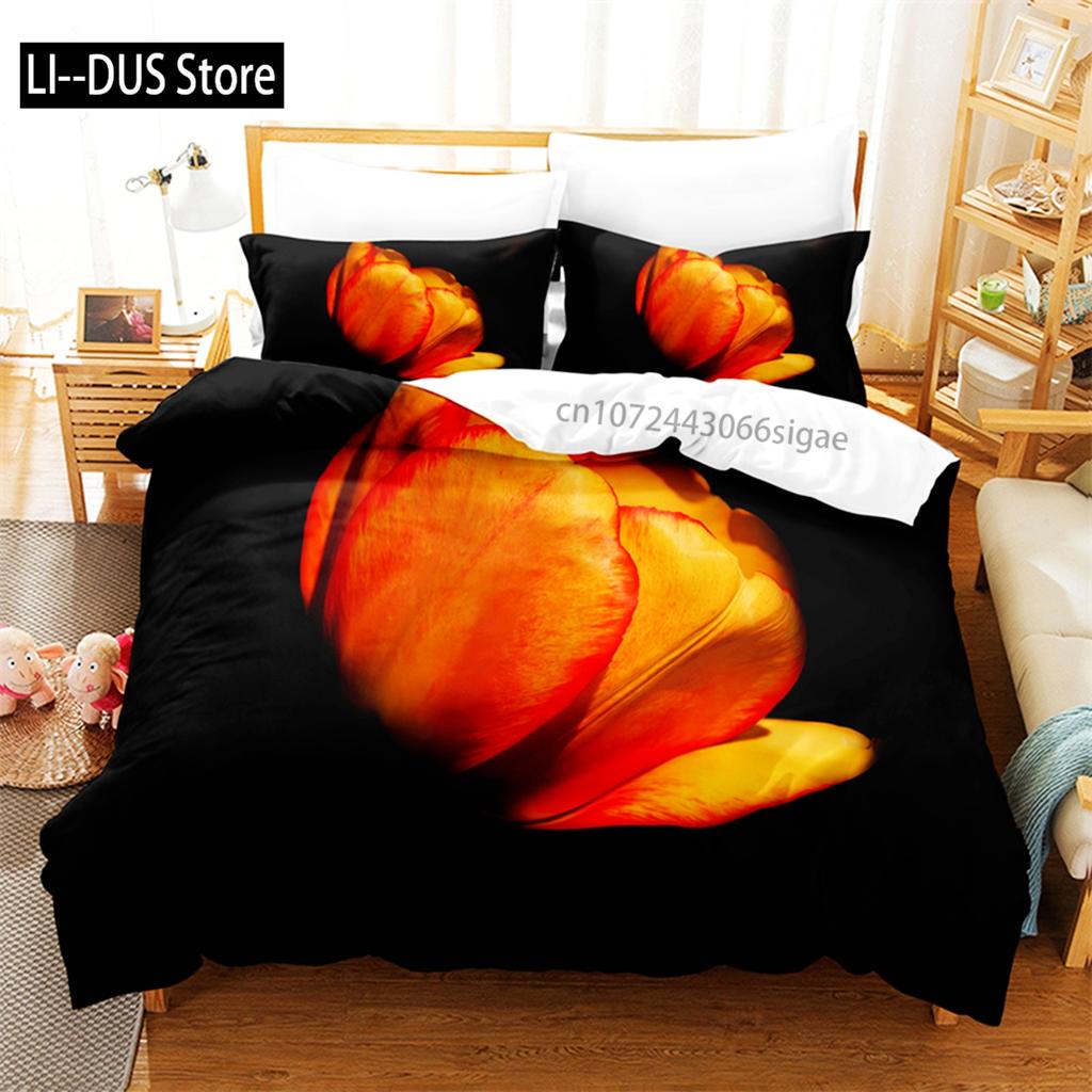 Yellow Flowers Queen Bedding Sets Duvet Cover Set Bedding Digital Printing King Size Duvet Cover Set Bedding Set