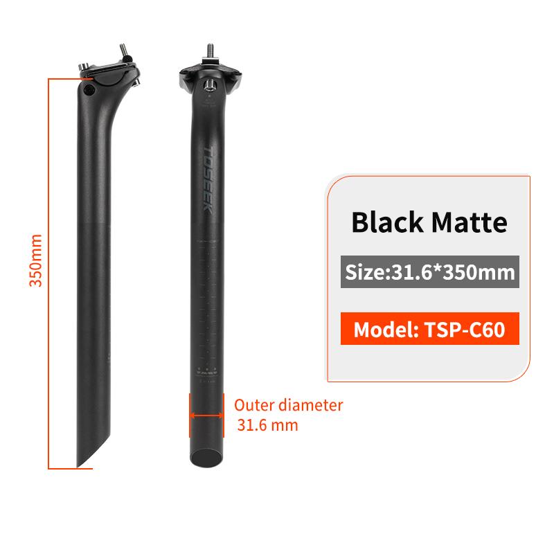 TOSEEK 27.2/31.6mm T800 Carbon Road MTB Gravel Bike Seatpost 20mm Offset 350/400mm Length 150-170g Racing Bicycle Seat Post OEM