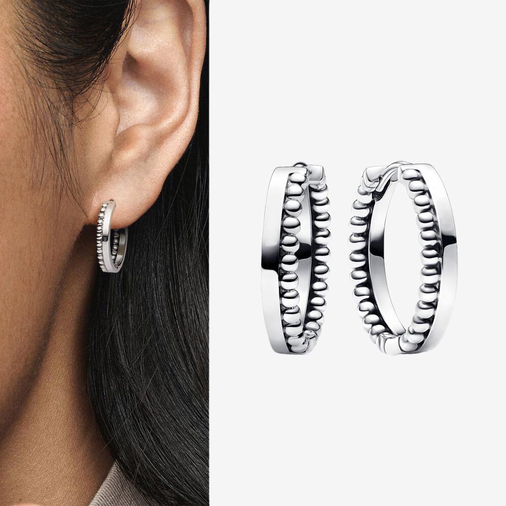 Authentic 925 Silver Cherry Blossom Bow Heart Hoop Stud Drop Earrings plata de ley Jewelry DIY Birthday Gift Original