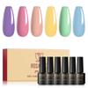 Nail Gel 6PCS Nail Polish Set Pink Nude Glitter Gel Nail Polish Semi Permanent Hybrid Nail Gel Polish Soak Off UV LED Gel Polish