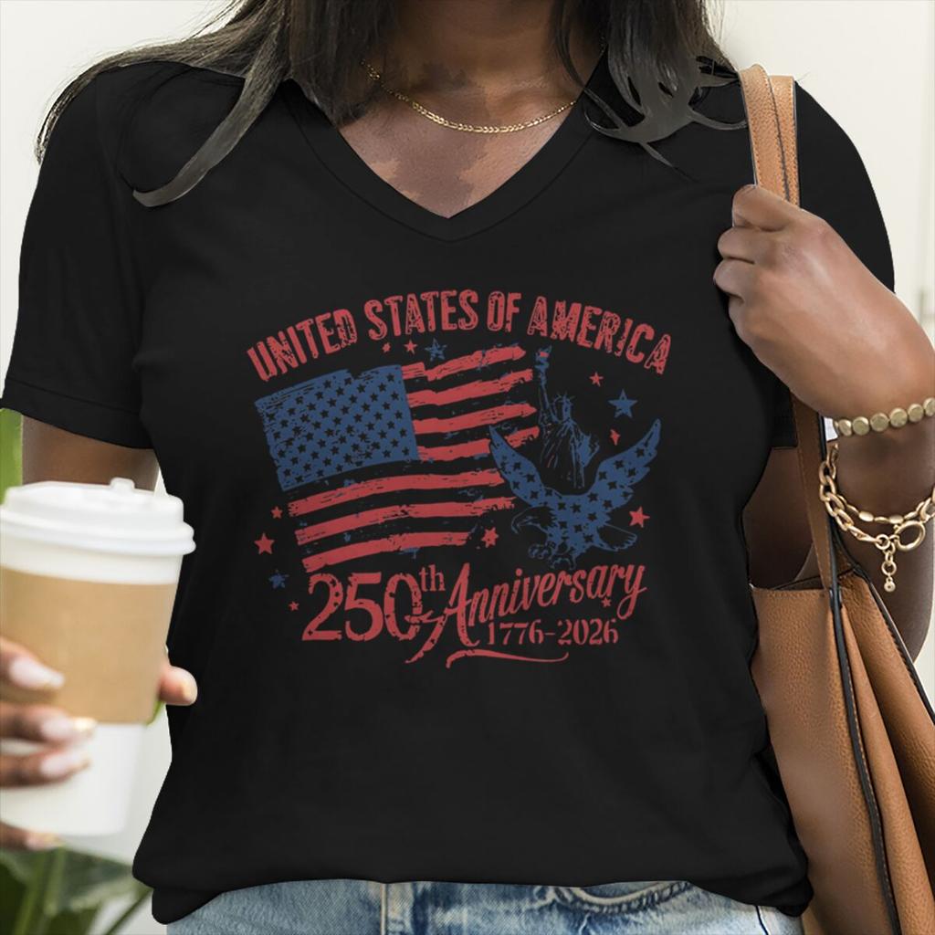4th Of July Vneck Tshirt Unisex Clothing 250th Anniversary Graphic T Shirt 17762026 250th Birthday Tops Shirts