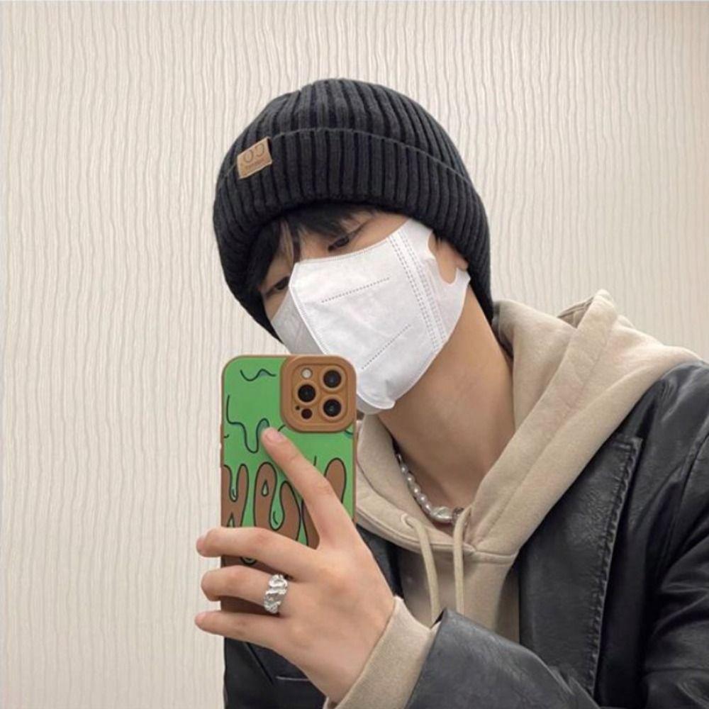 Casual Plush Knitted Hat Windproof Warm Beanie Cap Fashion Winter Knitted Hats Unisex