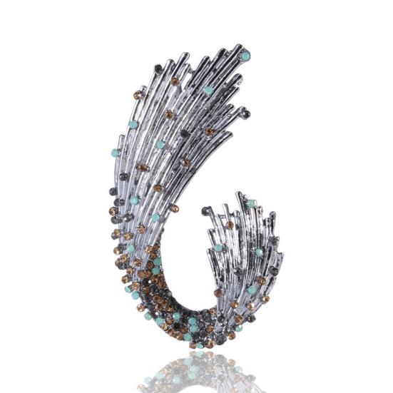 Brooch Colorful Rhinestones Decor Irregular Shape Shawl Scarf Pin Bag Hat Simple Badge Fashionable