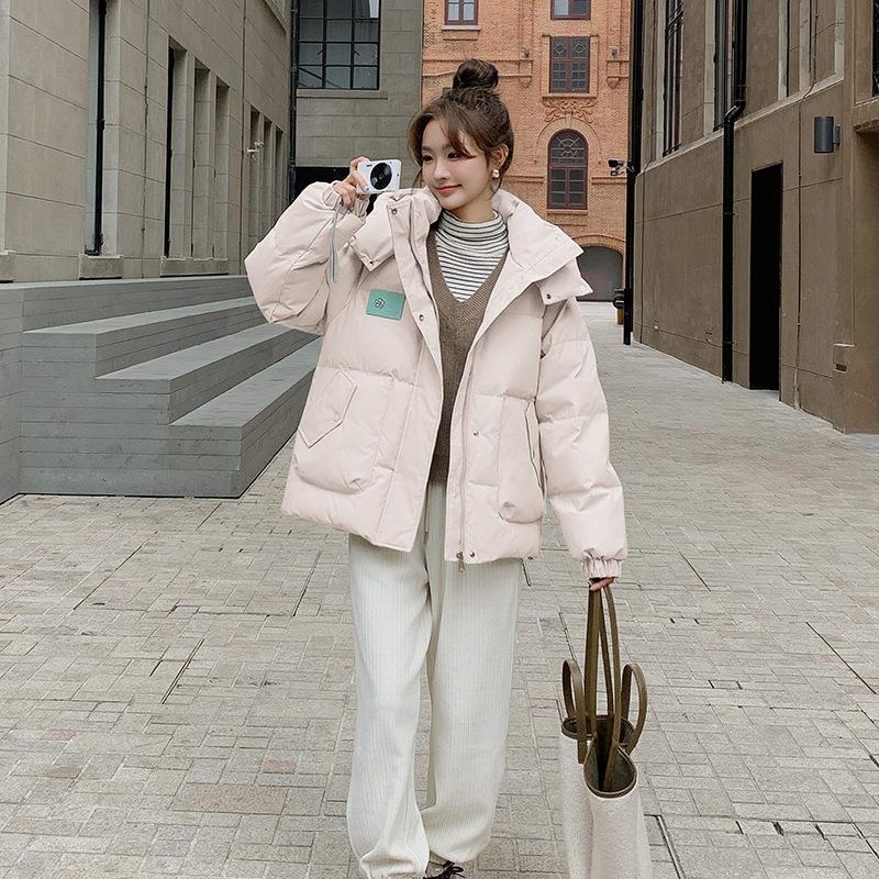 Green 90 white duck down jacket women's winter 2024 new small short hooded thickened fried street