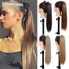 Women's Ponytail Long Straight Hair Extension Clip In Pony Tail Wrap Around Black Blonde Synthetic Heat Resistant Fiber