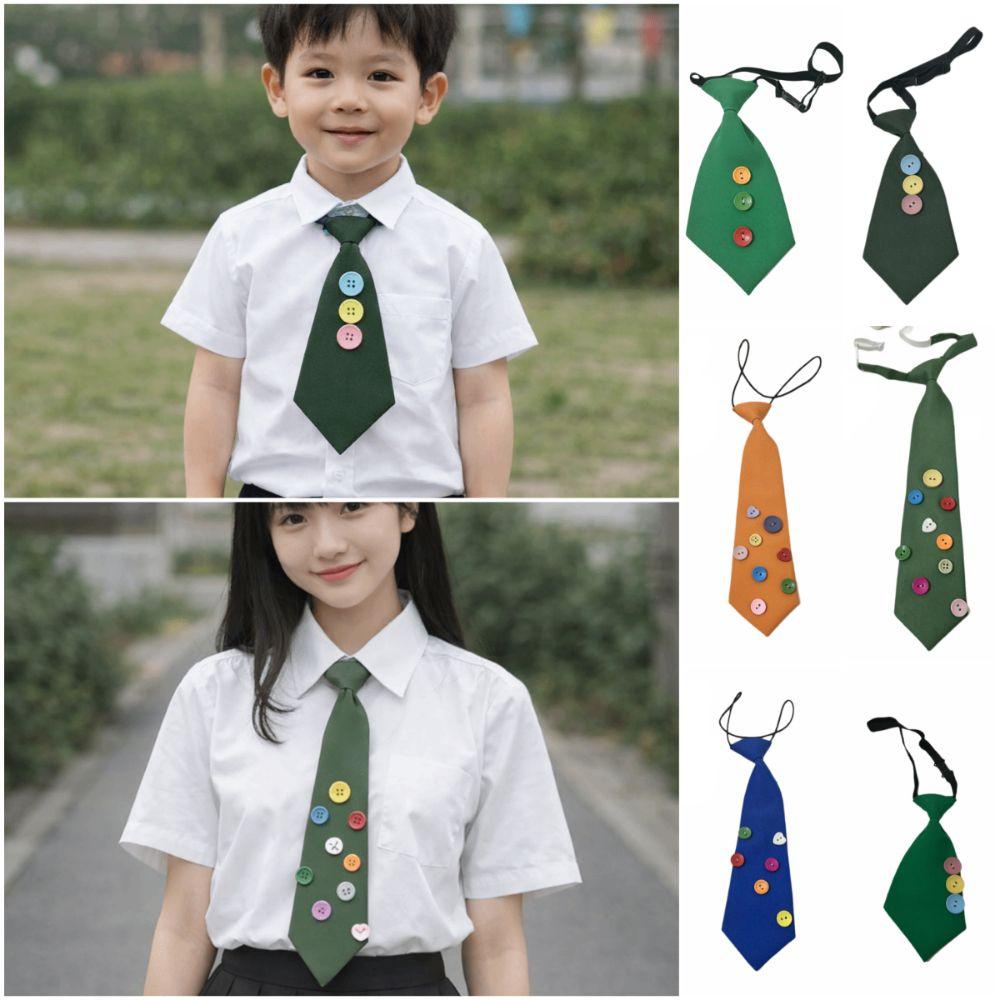 Multicolor Lazy Neckties Colorful Buttons Rubber Band Tie Creative Shirt Tie School Uniform