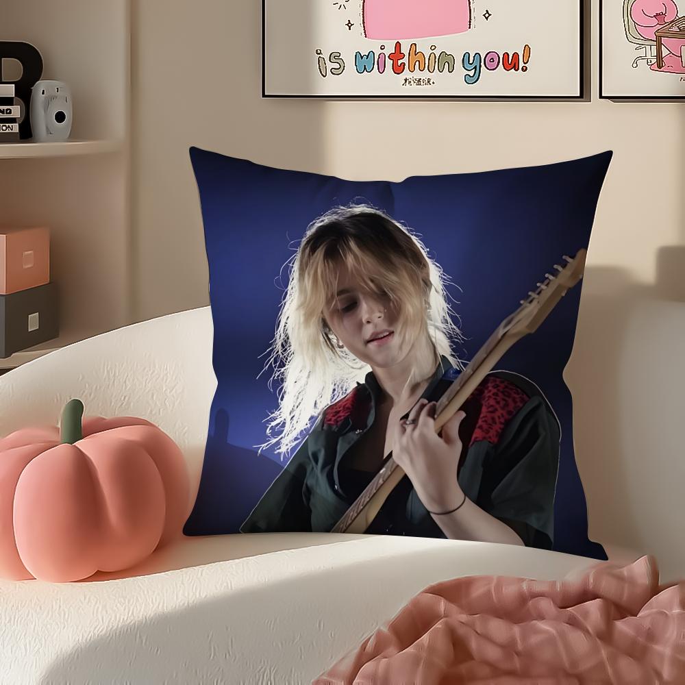 Mellow Indie American Singer CClairo Cushion Cover Pillowcase Short Plush Invisible zipper Room Sofa Cushion Cover
