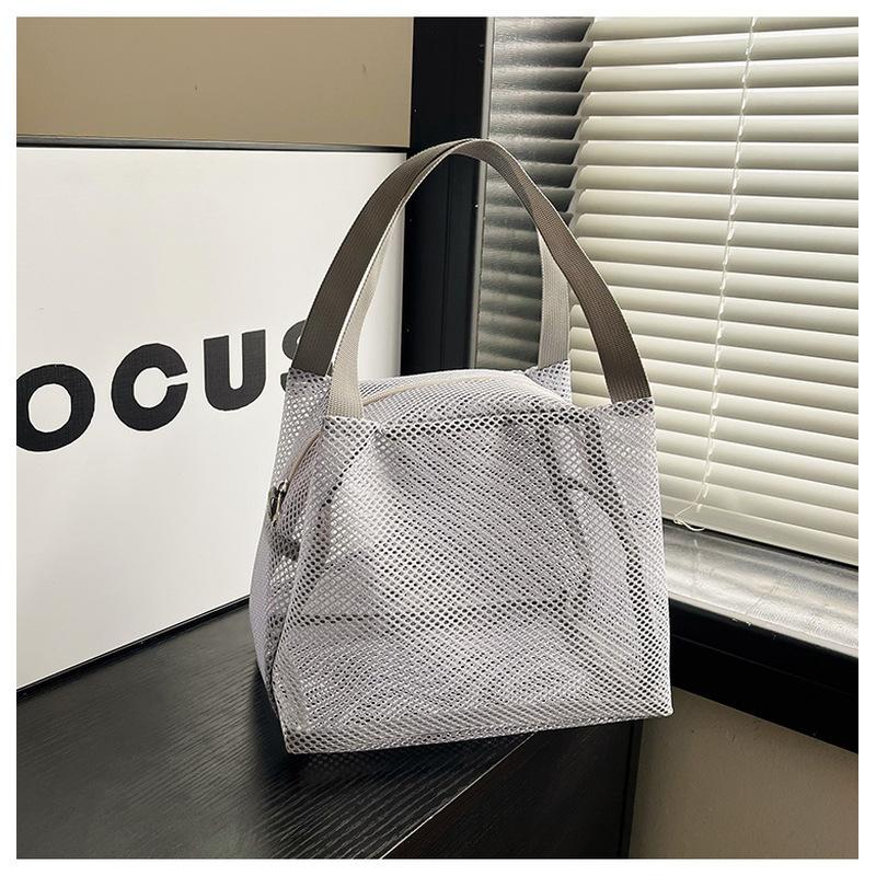 Сетчатая сумка большой вместимости с ручкой, дорожная косметичка, портативная пляжная сумка, косметичка на молнии, сумка для покупок