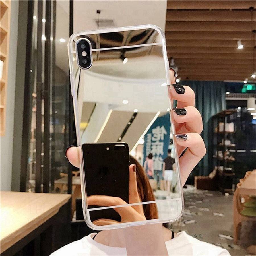 Зеркало для макияжа Блестящий силиконовый чехол Для Apple iPhone 17 16E 15 14 13 11 12 16 Pro Max Vivo V23 5G V27 Y20 Y11S Y31 Y72 Y21 Y33S Y53S Y36 Y35 V30 Чехол