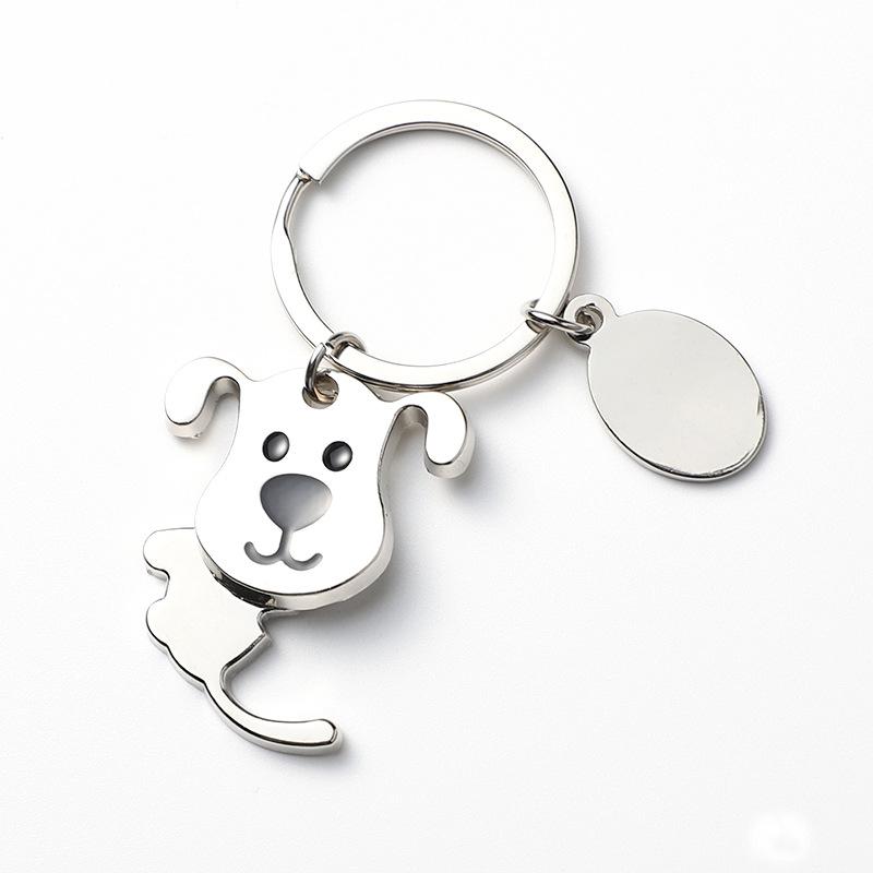 Creative Cartoon Dog Key Chains Rotatable Head Lovely Pet Smooth Stainless Steel Children's Funny Key Chain