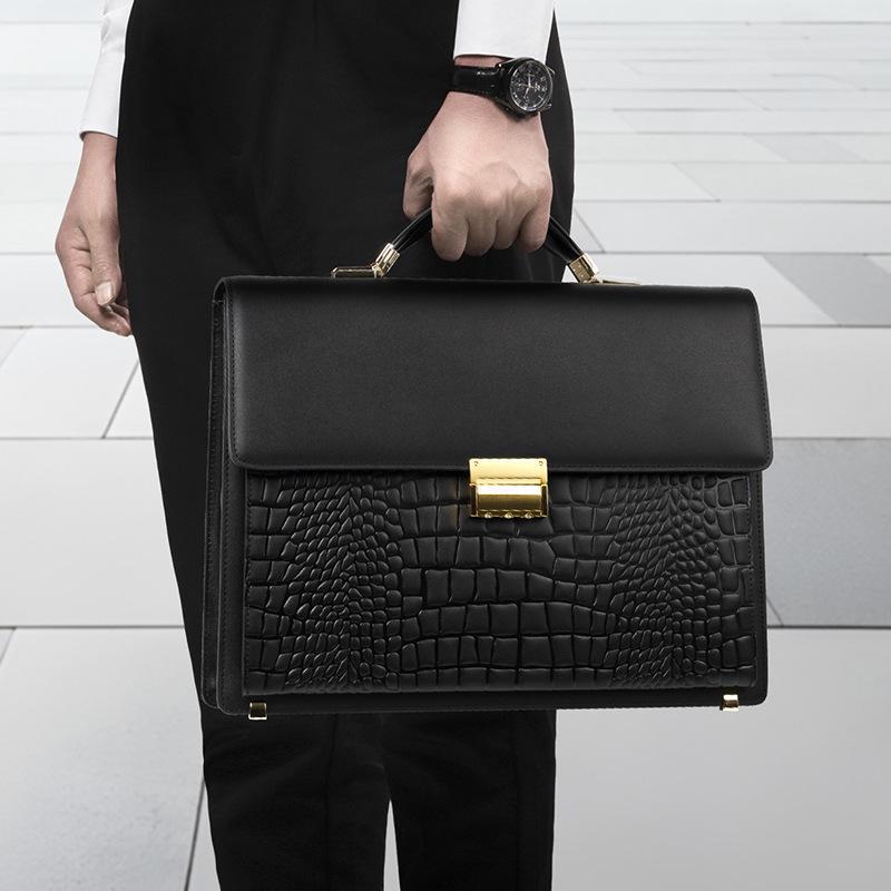 Мужской деловой портфель из натуральной кожи, противоугонный замок, универсальный компьютер и сумка из коровьей кожи