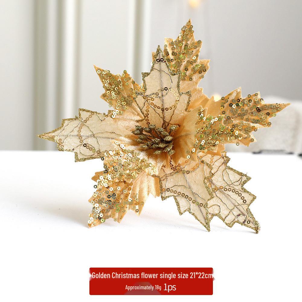 Cross-Border Glitter Flower Mesh Fabric for Christmas Floral Arrangements & Decorations