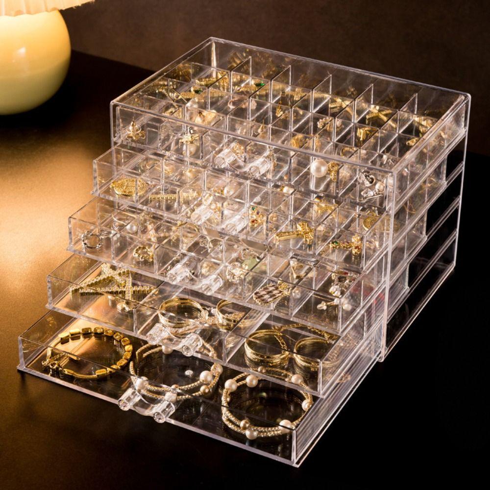 120Grids Jewelry Storage Box Acrylic Nail Art Organizer Box Jewelry Transparent Box  Vanity