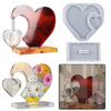 2PCS/Set DIY Dual Love Hearts with Base Casting Silicone Mold Crystal Epoxy Resin Craft Mould Handmade Photo Frame Home Desktop Decoration