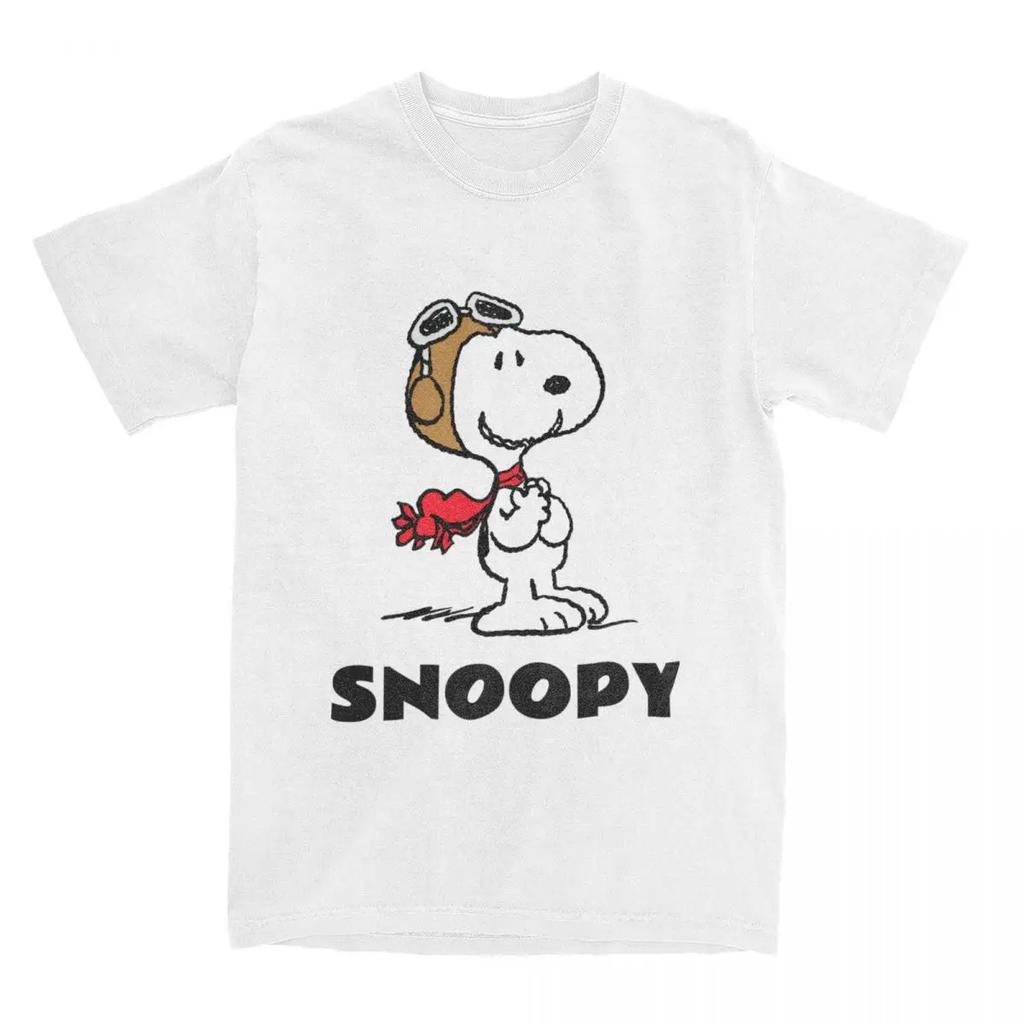 Мужская Женская Футболка с Графикой Peanuts Snoopy Водолаз Вещи Винтажная Хлопковая Мультяшный Пес Футболки Топы Идея для Подарка