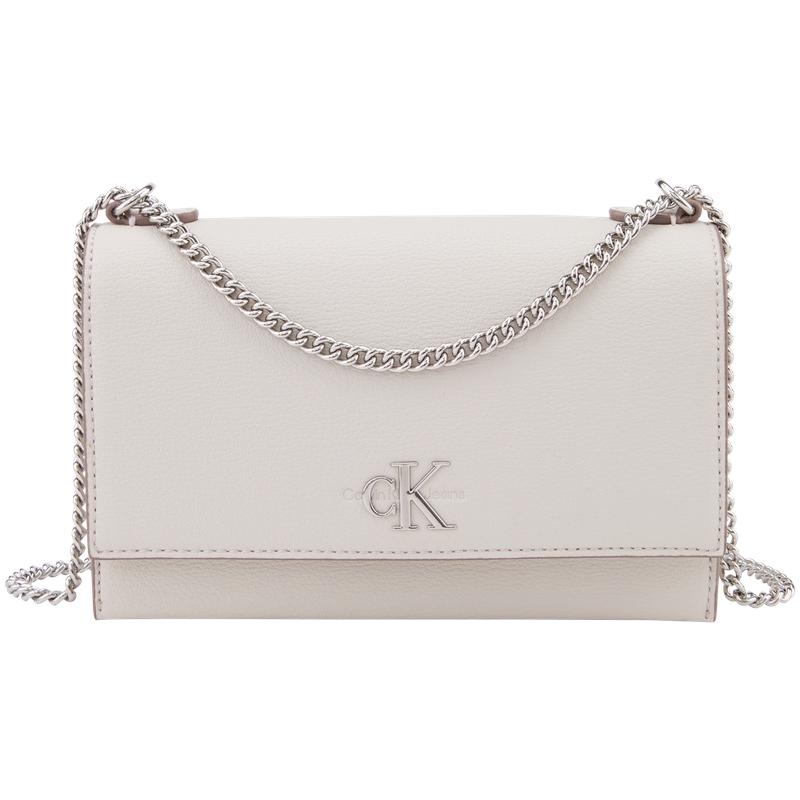 Calvin Klein Minimalist Metal Chain Artificial Leather Shoulder Bag Medium Women bags Beige DH2806-WGY