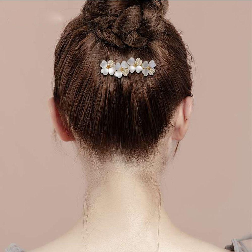 Barrettes Rhinestone Pearl Flower Women Hair Clip Headdress Korean Style Hairpin Girl Spring Clip