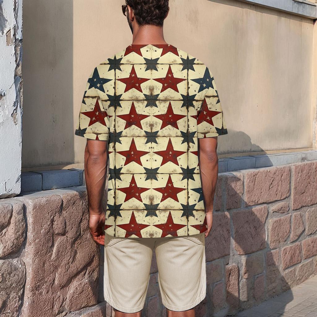 Летняя мужская популярная футболка с круглым вырезом и коротким рукавом с принтом