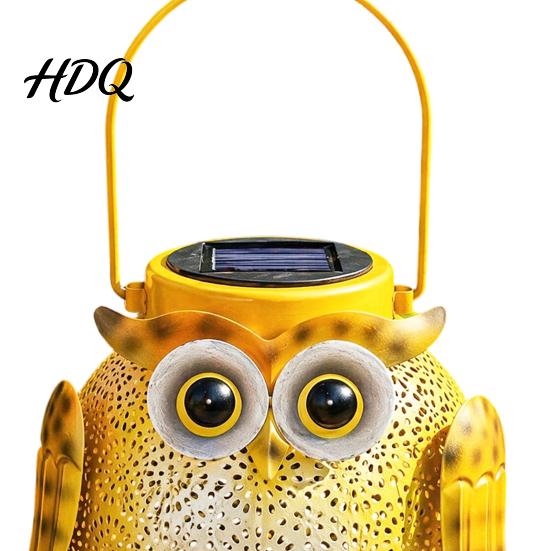 Decorative Solar Lantern Light Owl Design Garden Decor Outdoor Waterproof Metal Hanging