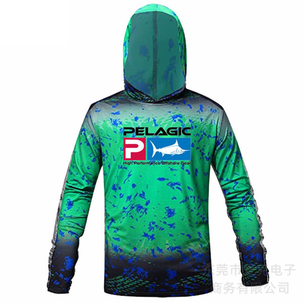 Pelagic fishing clothing summer camouflage sunscreen clothing breathable hooded fishing sportswear quick-drying T-shirt available