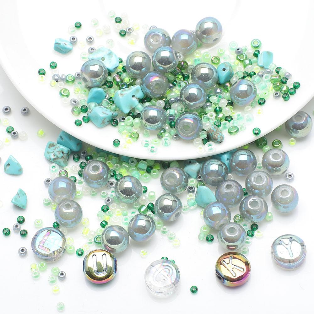LUCKY буква круглая бусина просо бусина стеклянный хрустальный бусина комбинация набор DIY цепочка для мобильного телефона бижутерия бисерный материал сумка